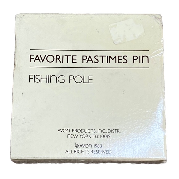 VINTAGE AVON TIE TACK PIN SILVER FISHING POLE GOLD FISH 1983 ORIG ESTATE - Picture 3 of 4